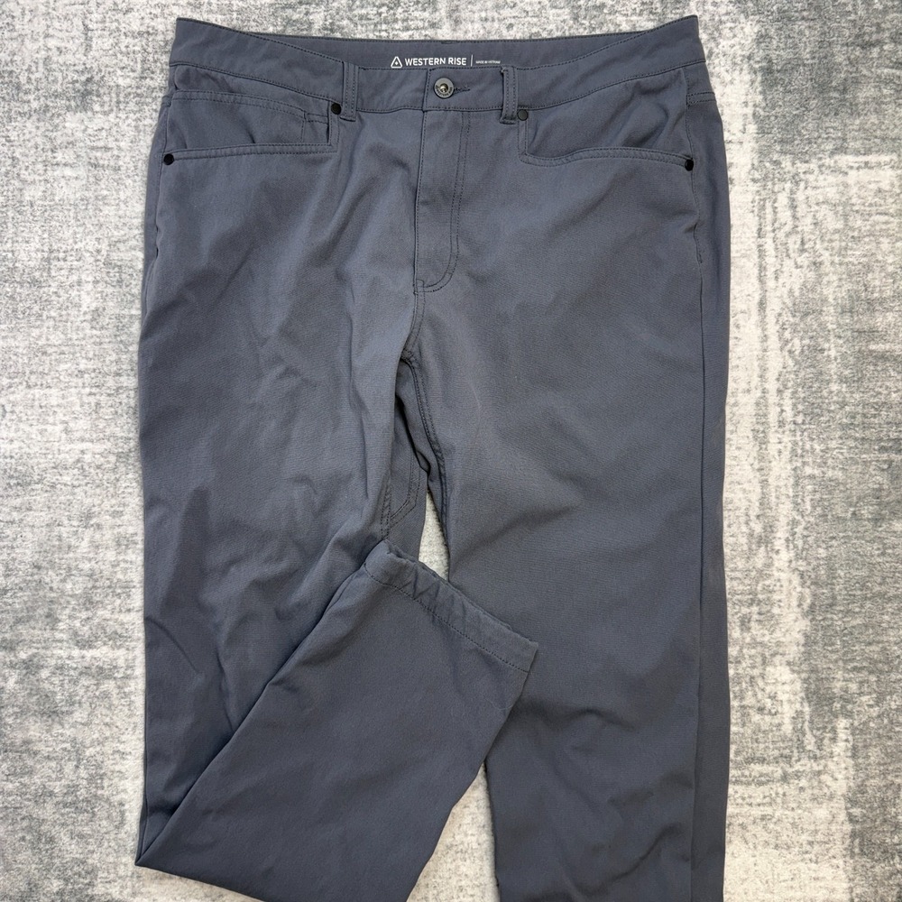 Western Rise AT Slim Pants Men 35 Slate Gray Stretch Nylon Canvas Hike Trekking